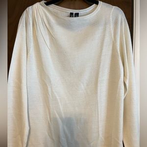 Spring cleaning! Cream colored thin sweater with shoulder detail